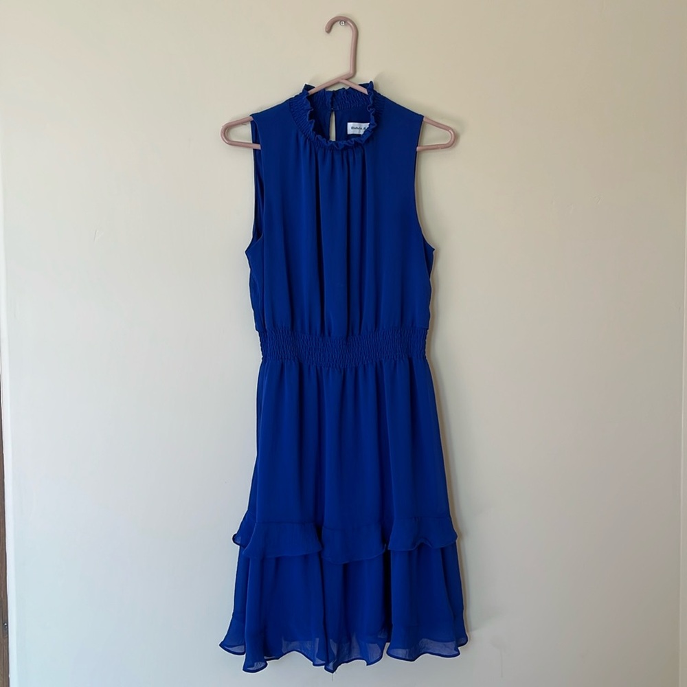 Royal Blue Rouched Waist Midi Dress